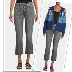 Time and Tru Acid Wash High-Rise Straight Crop Jeans  NWT! - Gray, Size 4